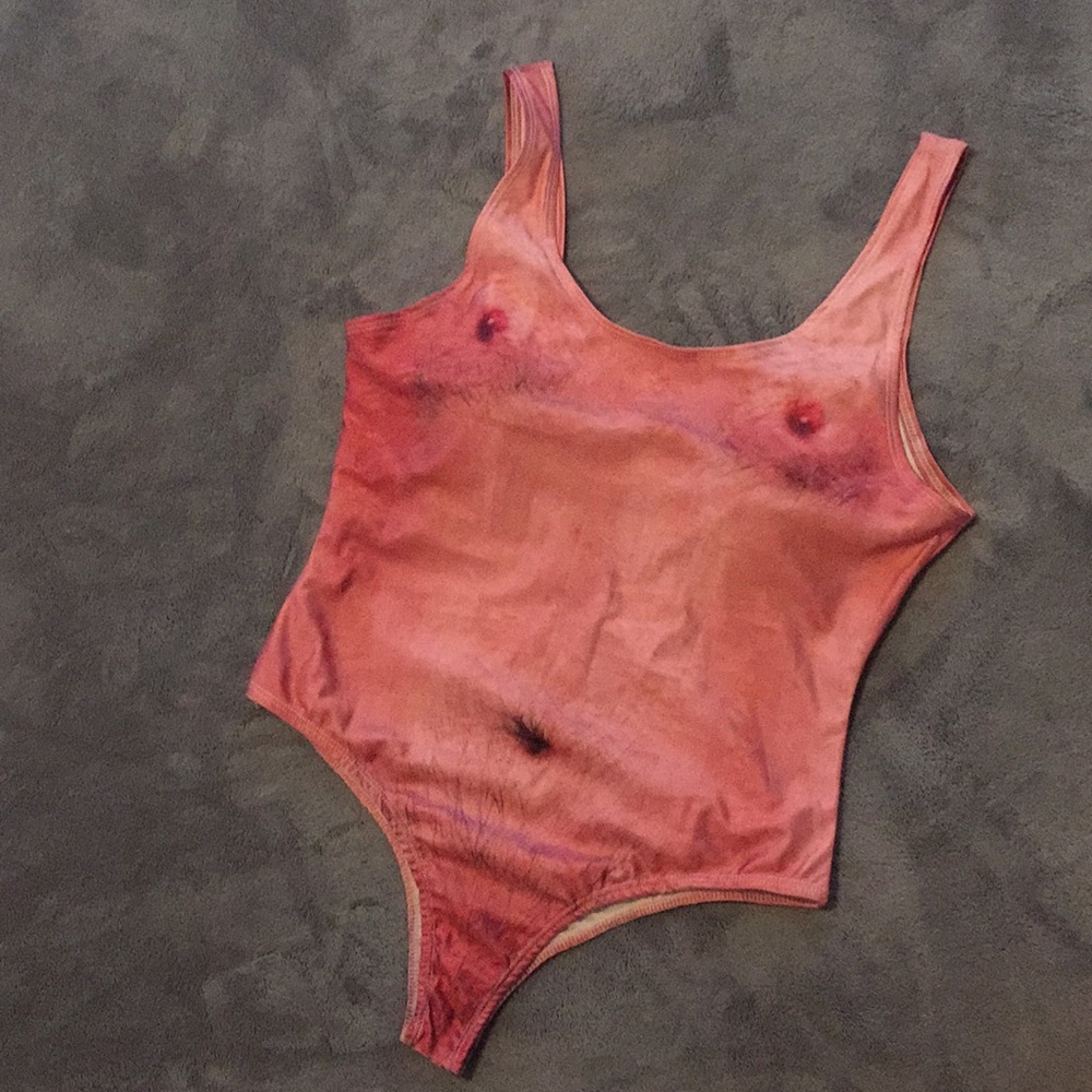 Hairy man bathing suit